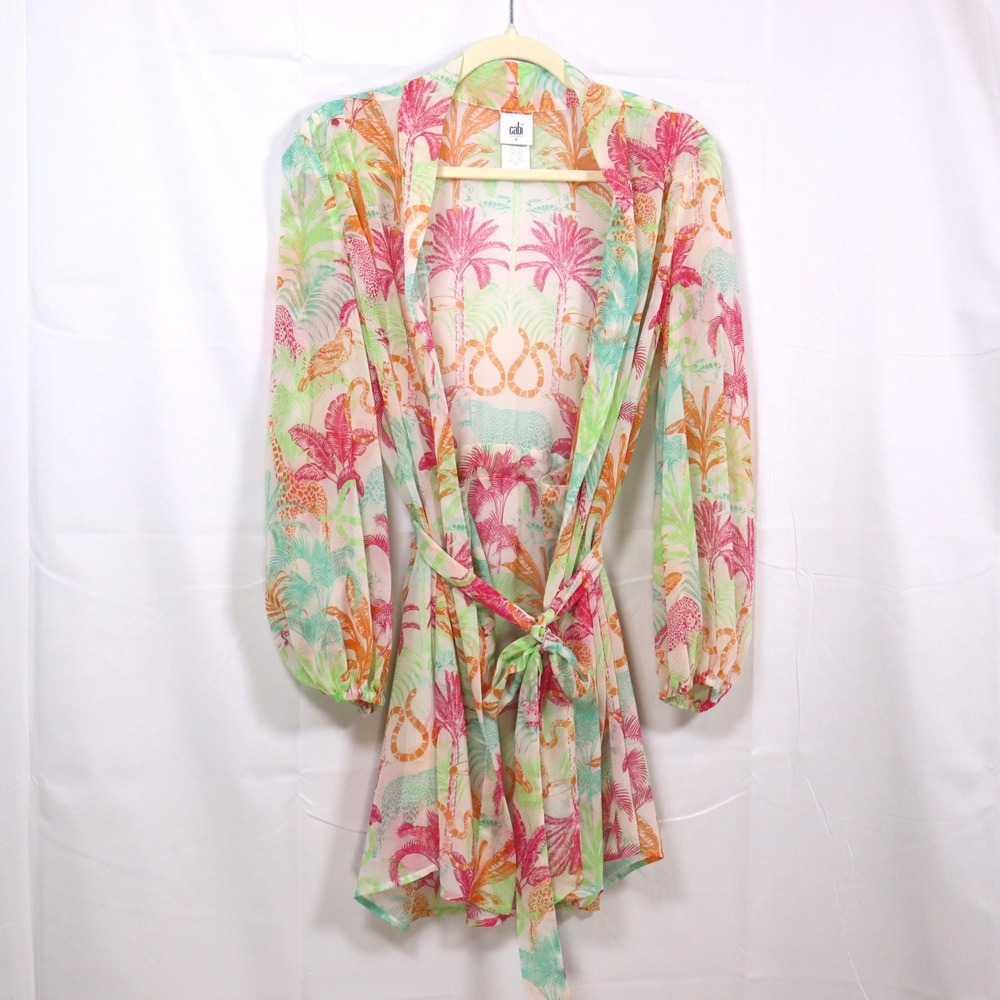 Cabi‎ Safari Kimono S Multi Women Tropical Jungle Print Coverup